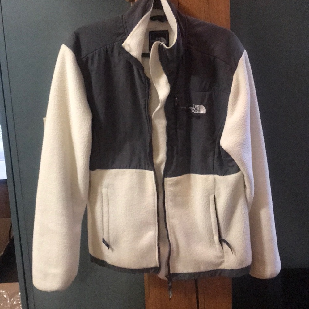 North Face fleece jacket XL women’s white/gray